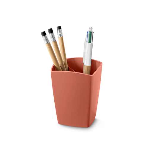 Pot à crayons en matière recyclée éco-conçu terracotta